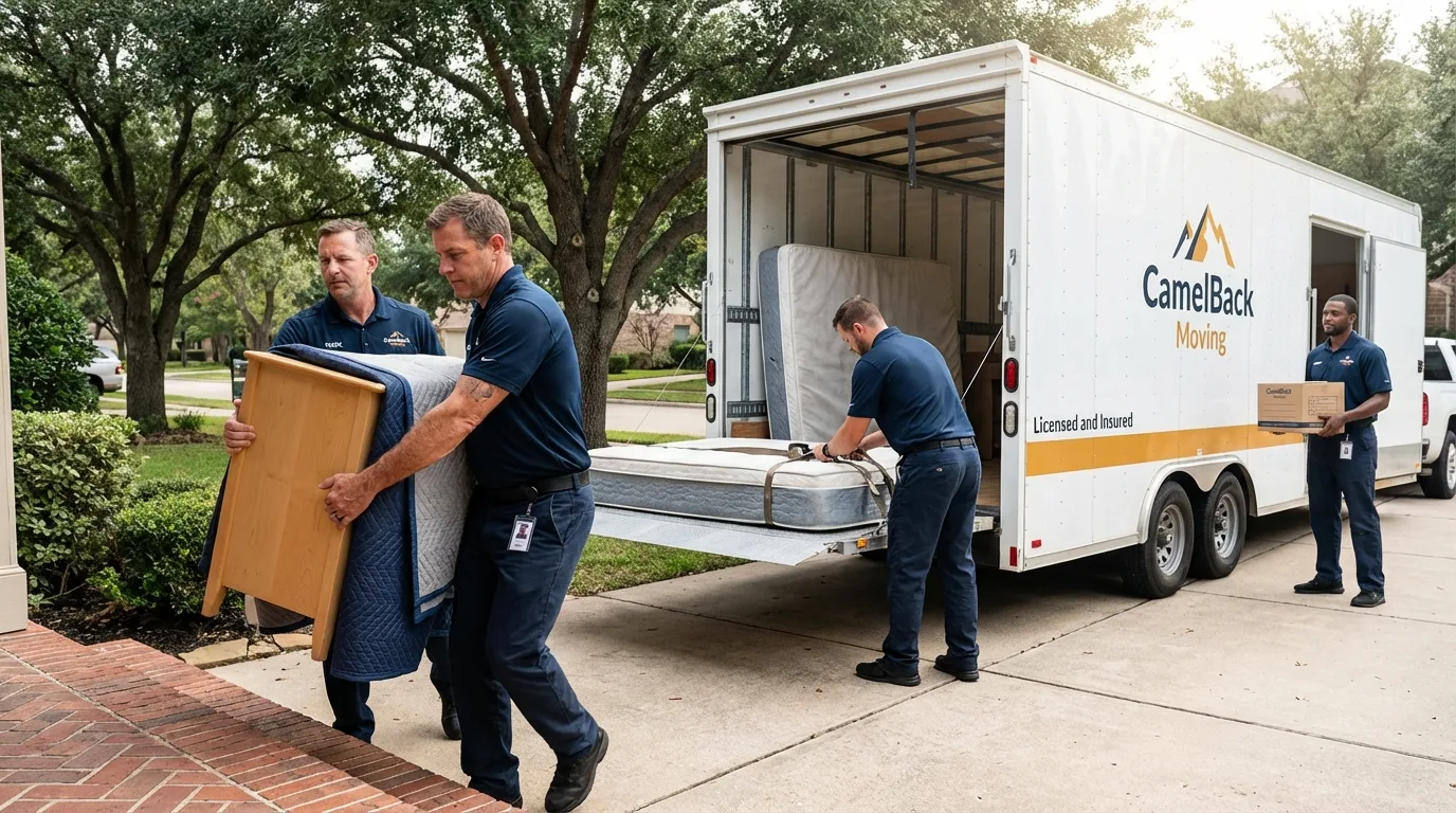 Crew loading residential truck for cross-state move from Pamplico, SC